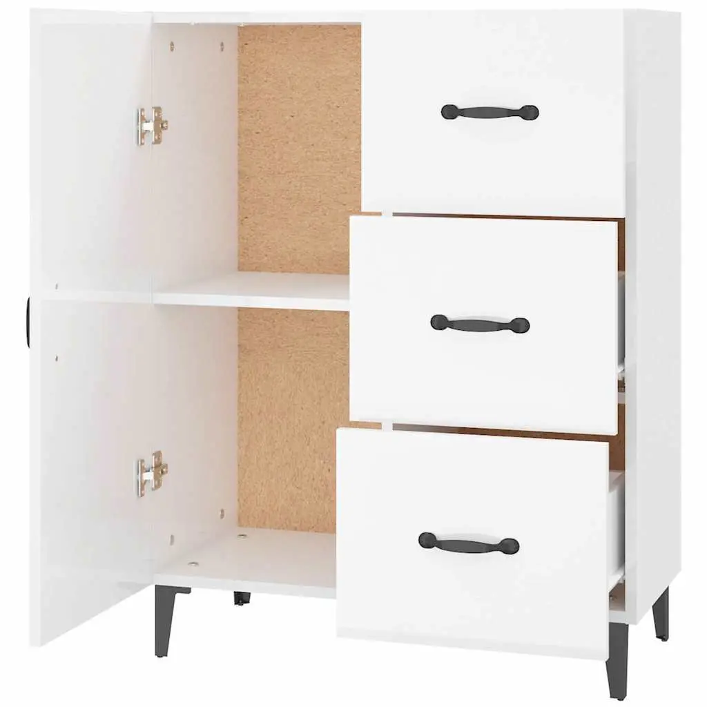 Sideboard High Gloss White Storage Cabinet 1 Door 3 Drawers Buffet Furniture