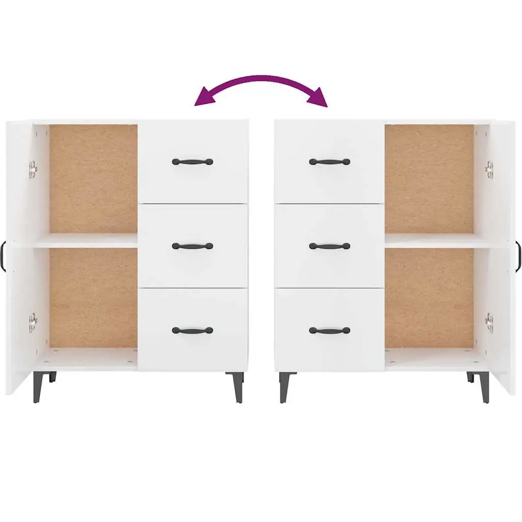 Sideboard High Gloss White Storage Cabinet 1 Door 3 Drawers Buffet Furniture