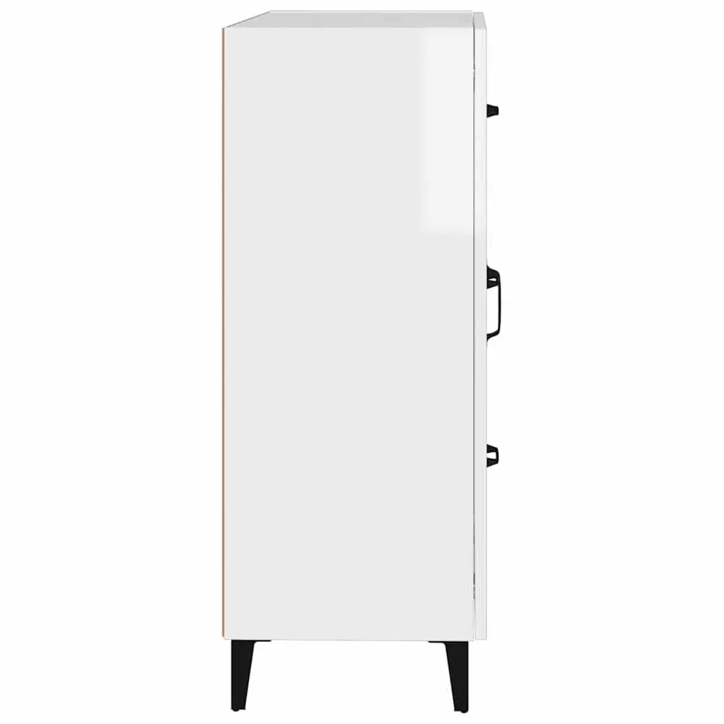 Storage Cabinet Engineered Wood High Gloss White 69.5x34x90cm with Glass Door and Drawers