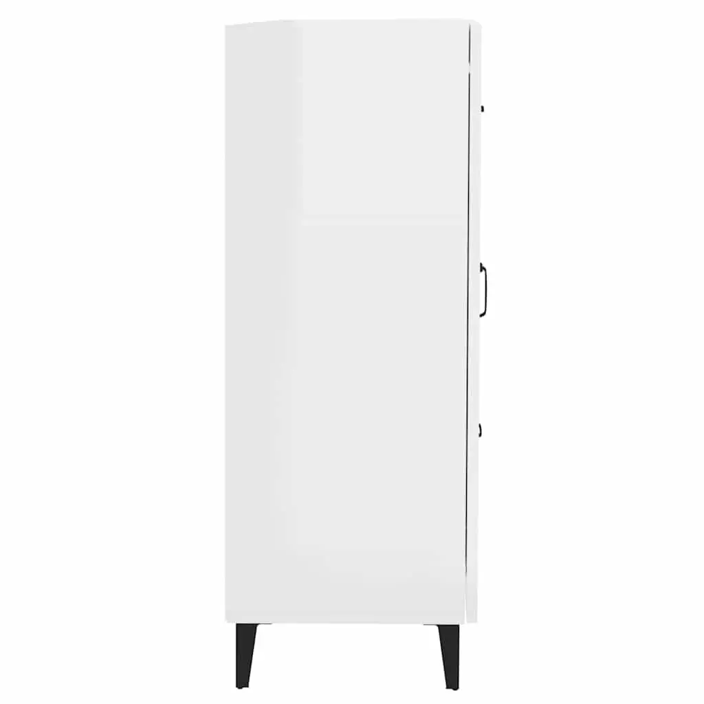 Sideboard High Gloss White Engineered Wood 69.5 x 34 x 90 cm