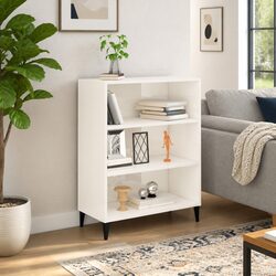 Sideboard High Gloss White Storage Cabinet 69.5x32.5x90cm Engineered Wood