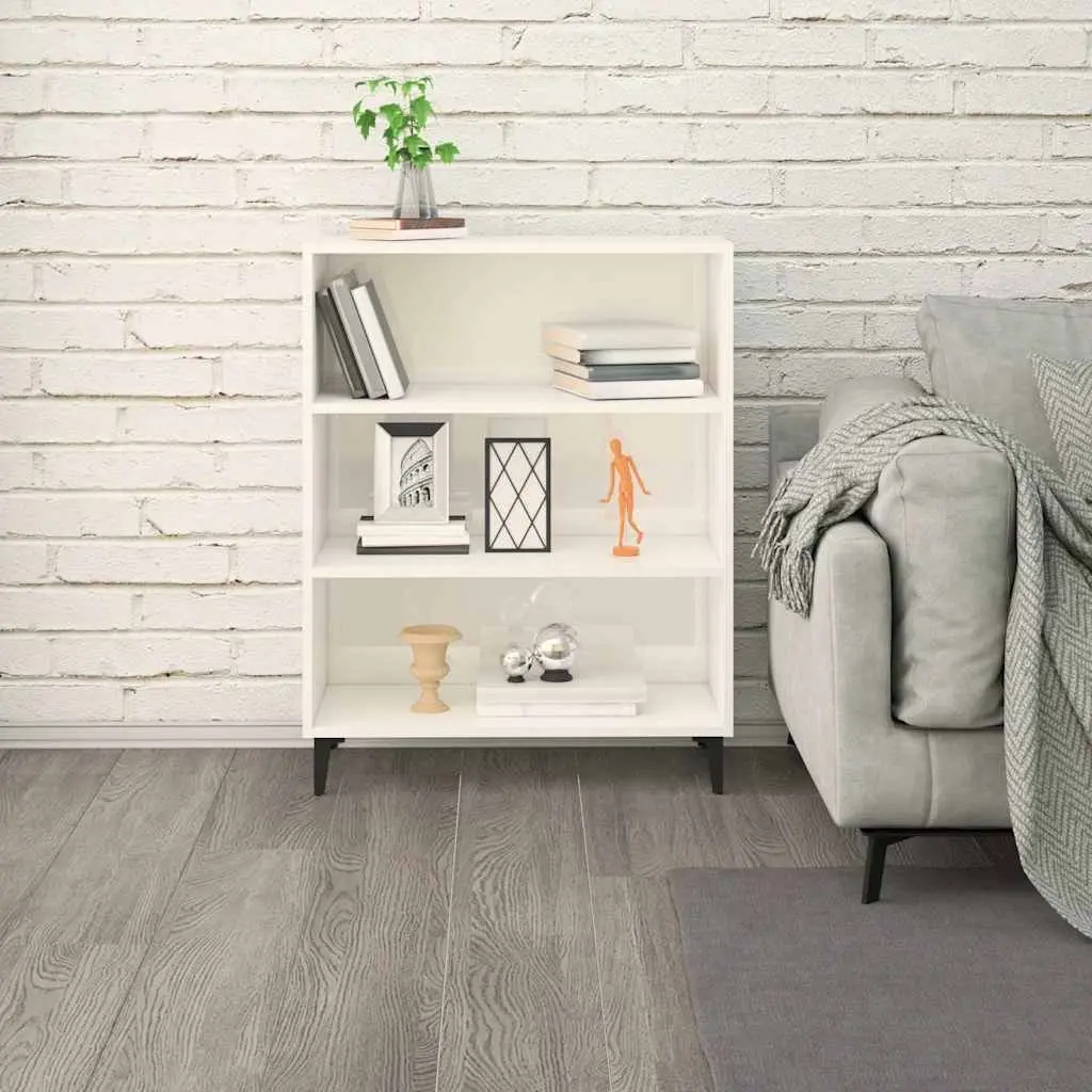 Sideboard High Gloss White Storage Cabinet 69.5x32.5x90cm Engineered Wood
