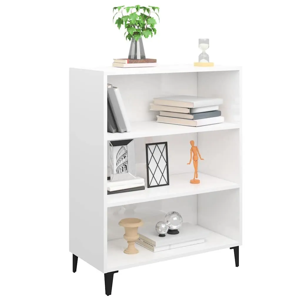 Sideboard High Gloss White Storage Cabinet 69.5x32.5x90cm Engineered Wood