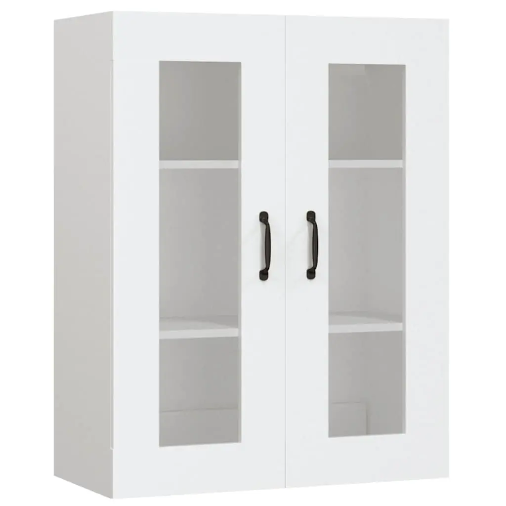 Hanging Wall Cabinet White Engineered Wood Storage Organiser 69.5 x 34 x 90 cm