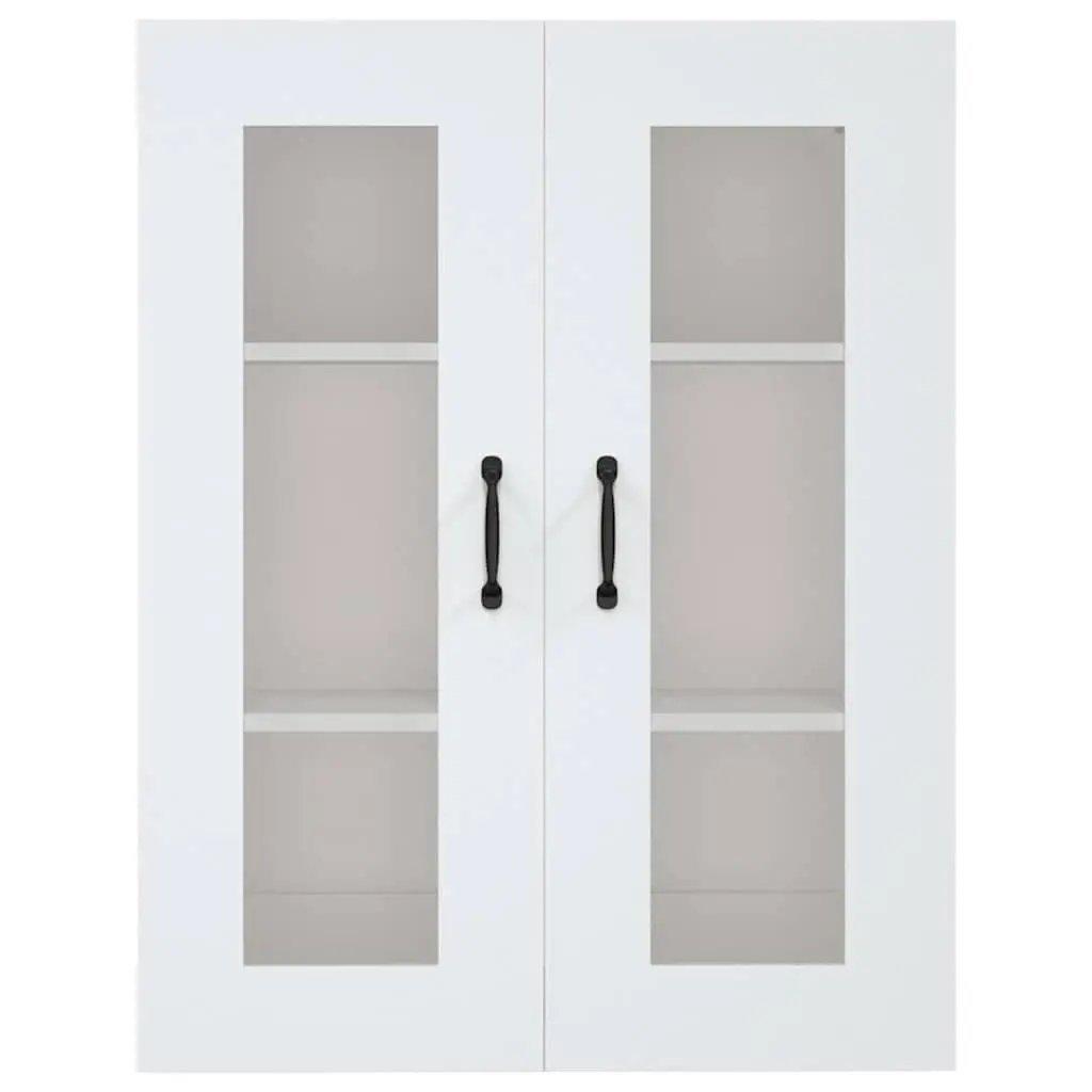 Hanging Wall Cabinet White Engineered Wood Storage Organiser 69.5 x 34 x 90 cm