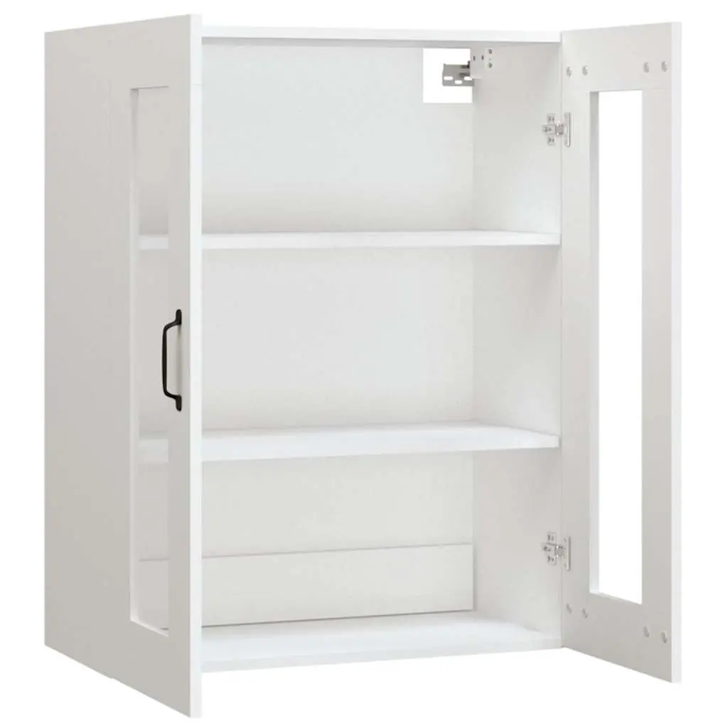 Hanging Wall Cabinet White Engineered Wood Storage Organiser 69.5 x 34 x 90 cm