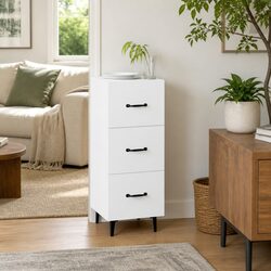 White Sideboard Storage Cabinet Engineered Wood Buffet Display Cupboard