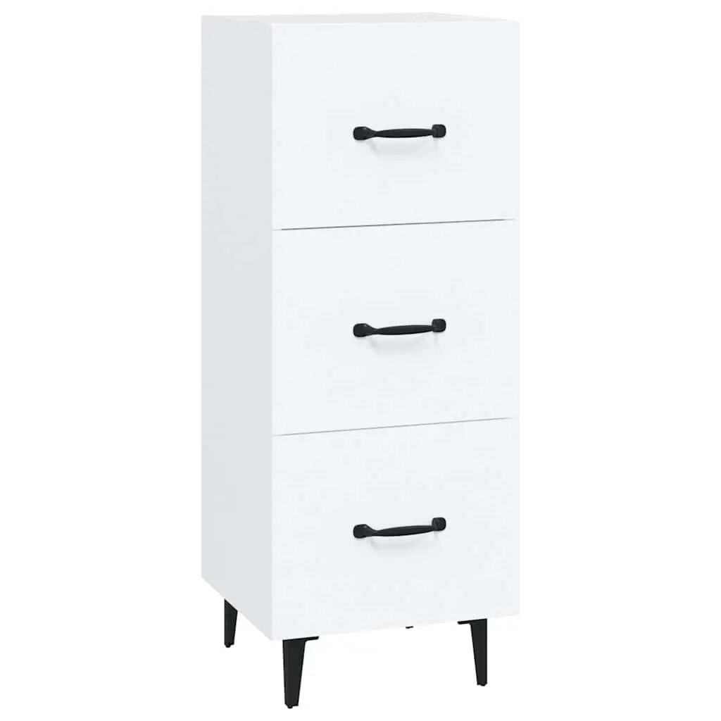 Sideboard Storage Cabinet Engineered Wood White 34.5 cm Width 34 cm Depth 90 cm Height