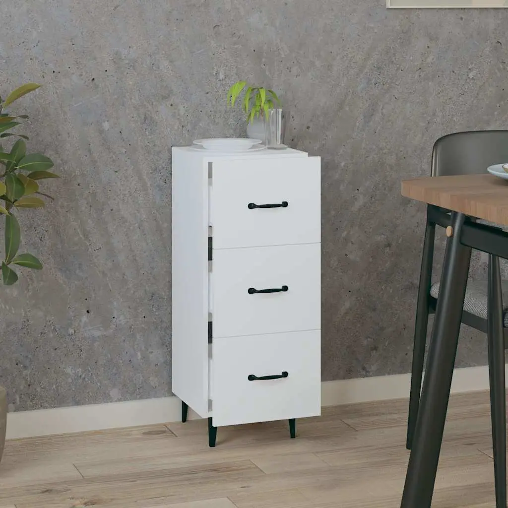 Sideboard Storage Cabinet Engineered Wood White 34.5 cm Width 34 cm Depth 90 cm Height