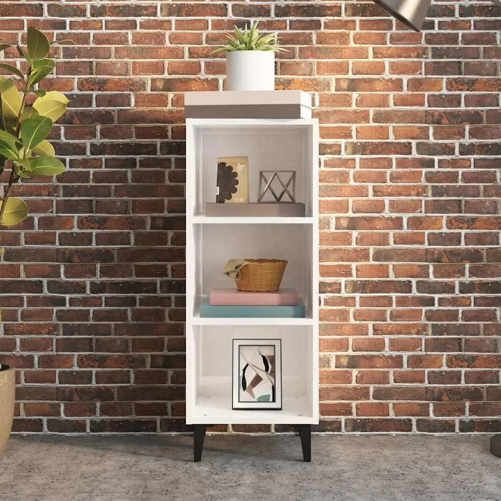 Sideboard Cabinet High Gloss White 34.5x32.5x90cm 3 Compartments