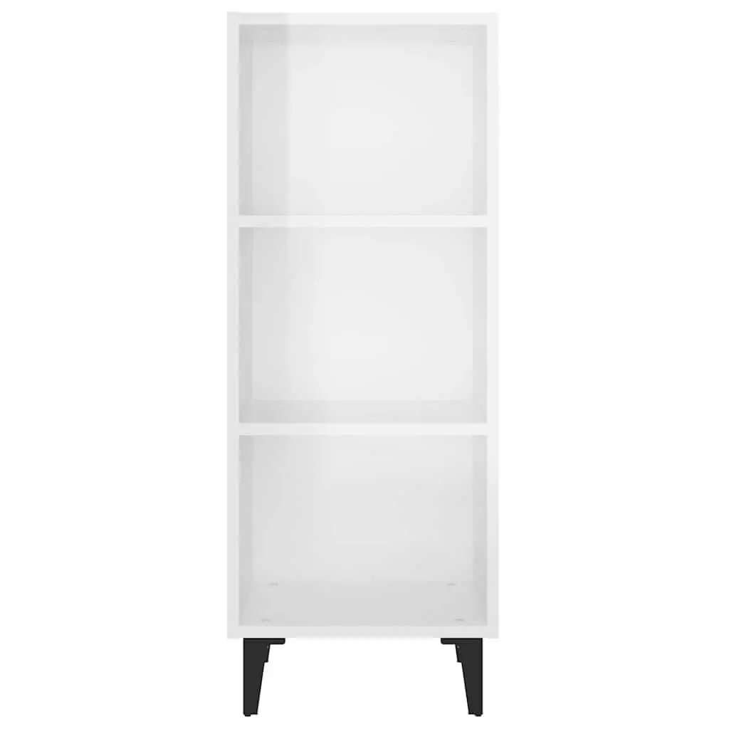 Sideboard Cabinet High Gloss White 34.5x32.5x90cm 3 Compartments