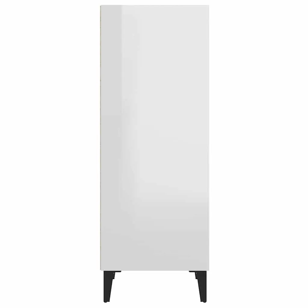 Sideboard Cabinet High Gloss White 34.5x32.5x90cm 3 Compartments