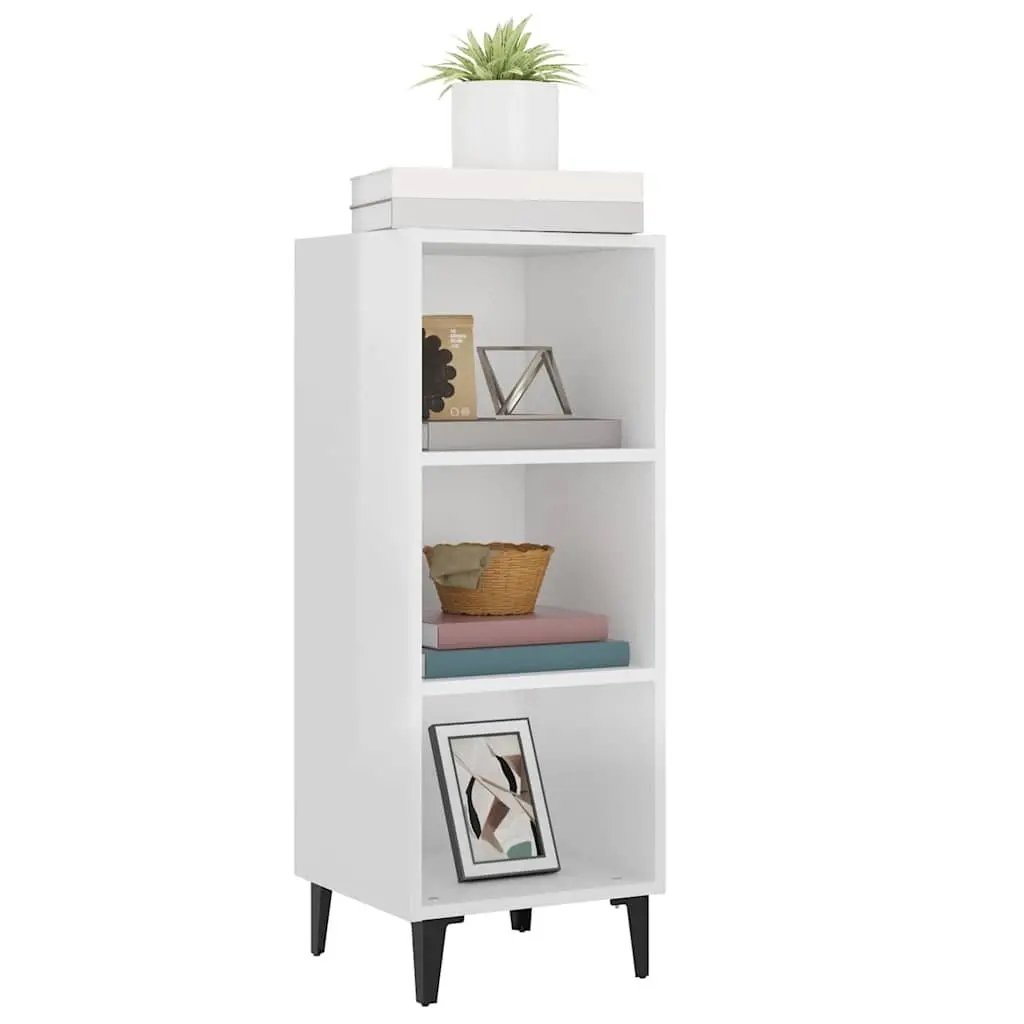 Sideboard Cabinet High Gloss White 34.5x32.5x90cm 3 Compartments