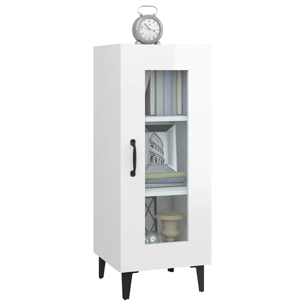 Sideboard Cabinet White High Gloss Engineered Wood 90cm