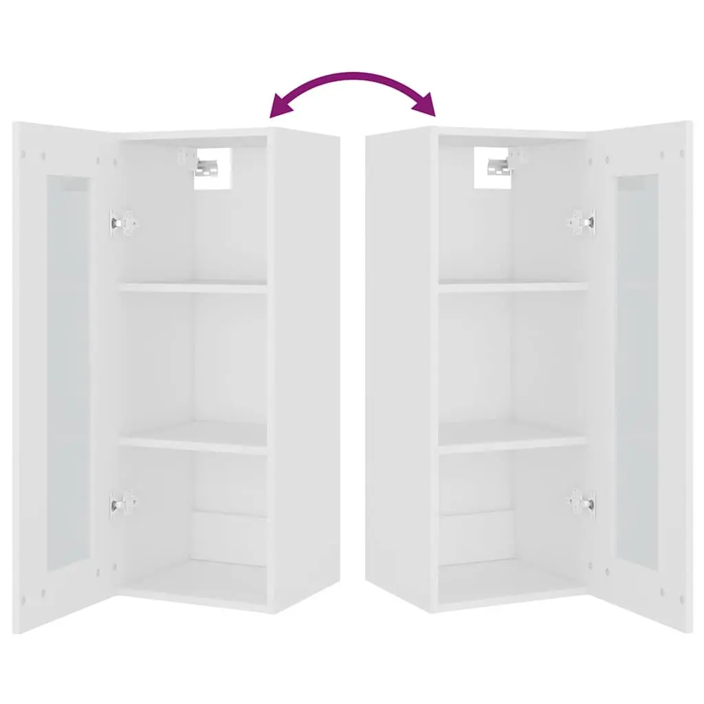 Hanging Wall Cabinet White Storage Organiser 3 Compartments Living Room Bedroom