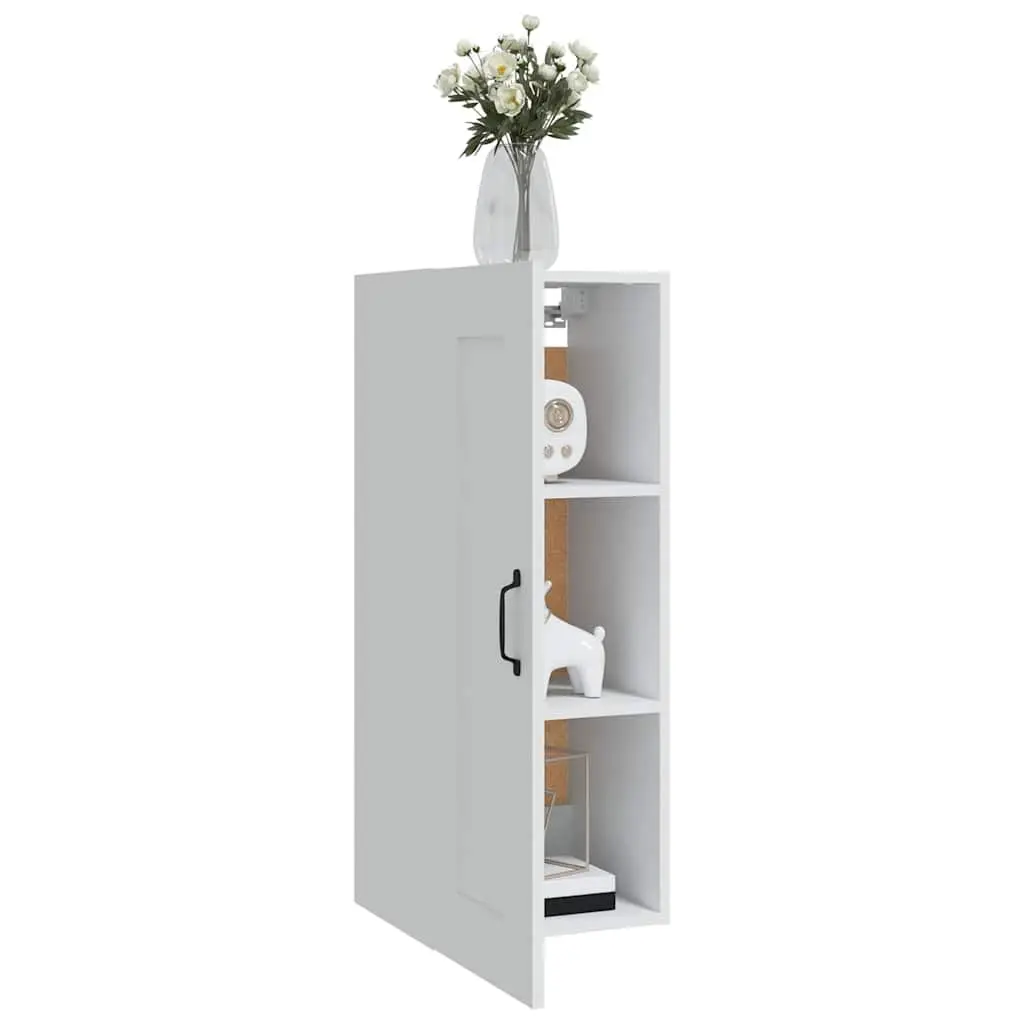 Hanging Storage Cabinet White Wall-Mounted Engineered Wood Organizer 35x34x90cm