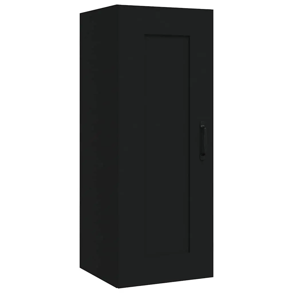 Hanging Storage Cabinet Black Wall-Mounted Engineered Wood 35x34x90cm
