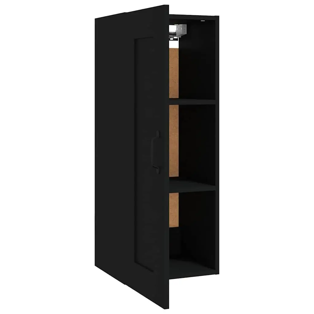 Hanging Storage Cabinet Black Wall-Mounted Engineered Wood 35x34x90cm
