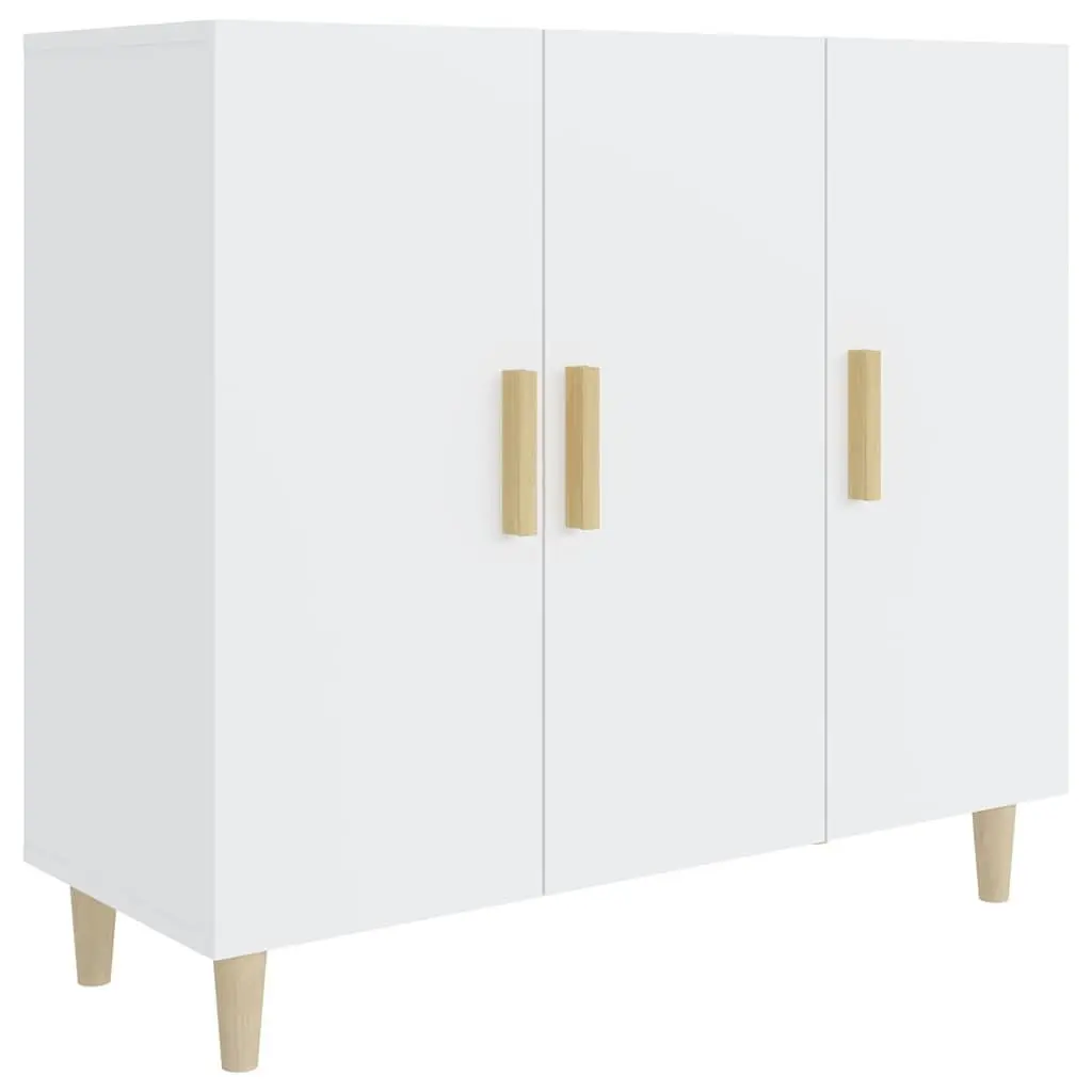 Sideboard White 90x34x80 cm 3 Door Storage Cabinet Buffet Furniture