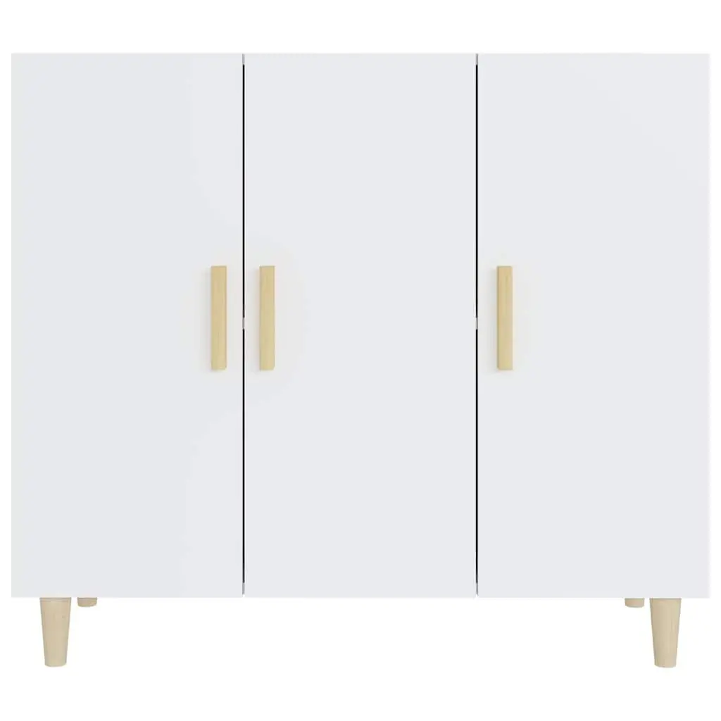 Sideboard White 90x34x80 cm 3 Door Storage Cabinet Buffet Furniture