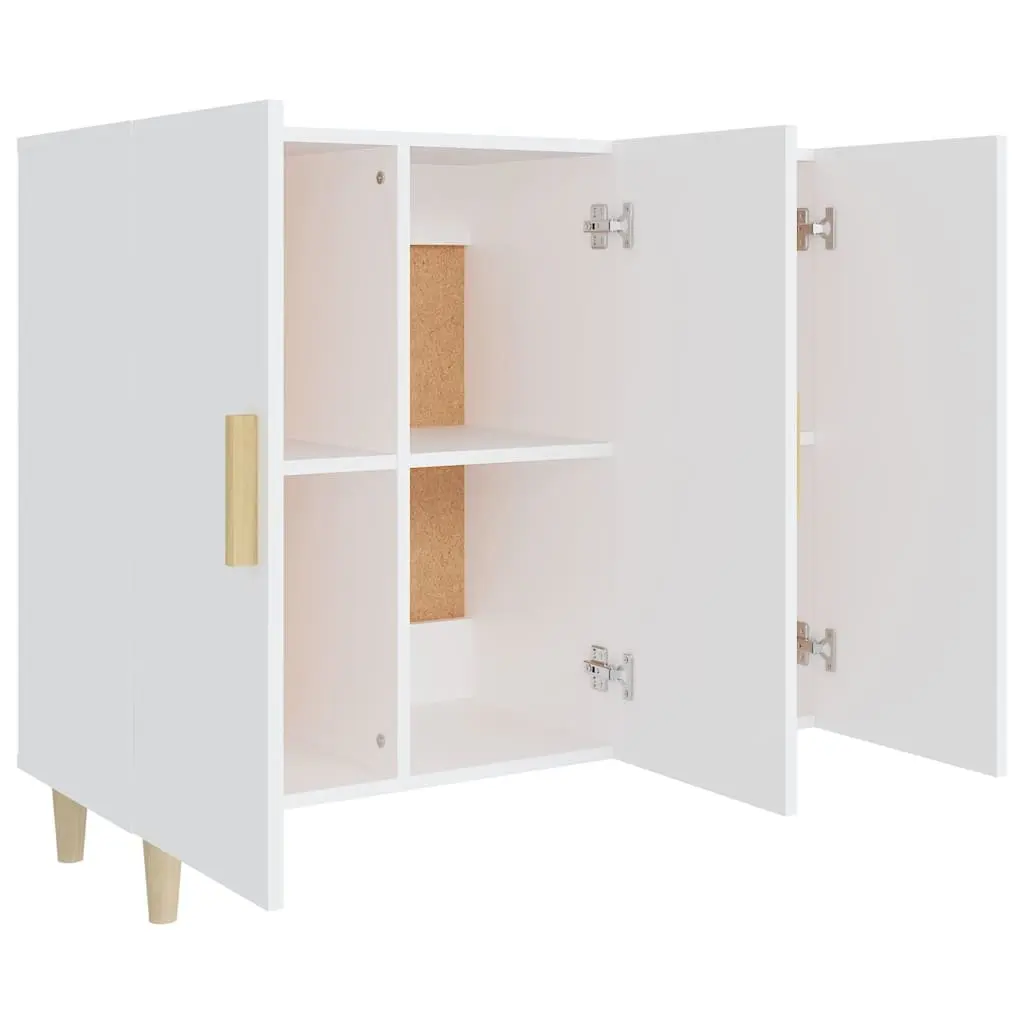 Sideboard White 90x34x80 cm 3 Door Storage Cabinet Buffet Furniture