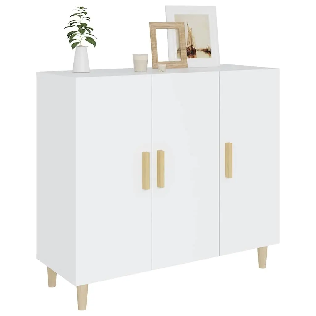Sideboard White 90x34x80 cm 3 Door Storage Cabinet Buffet Furniture