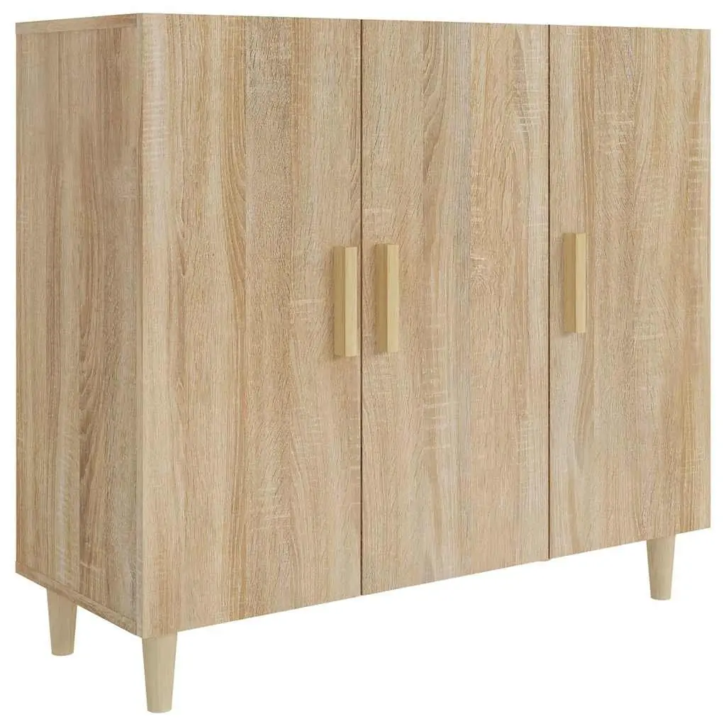 Sideboard Storage Cabinet Brown 90x34x80 cm 3-Door Buffet Furniture