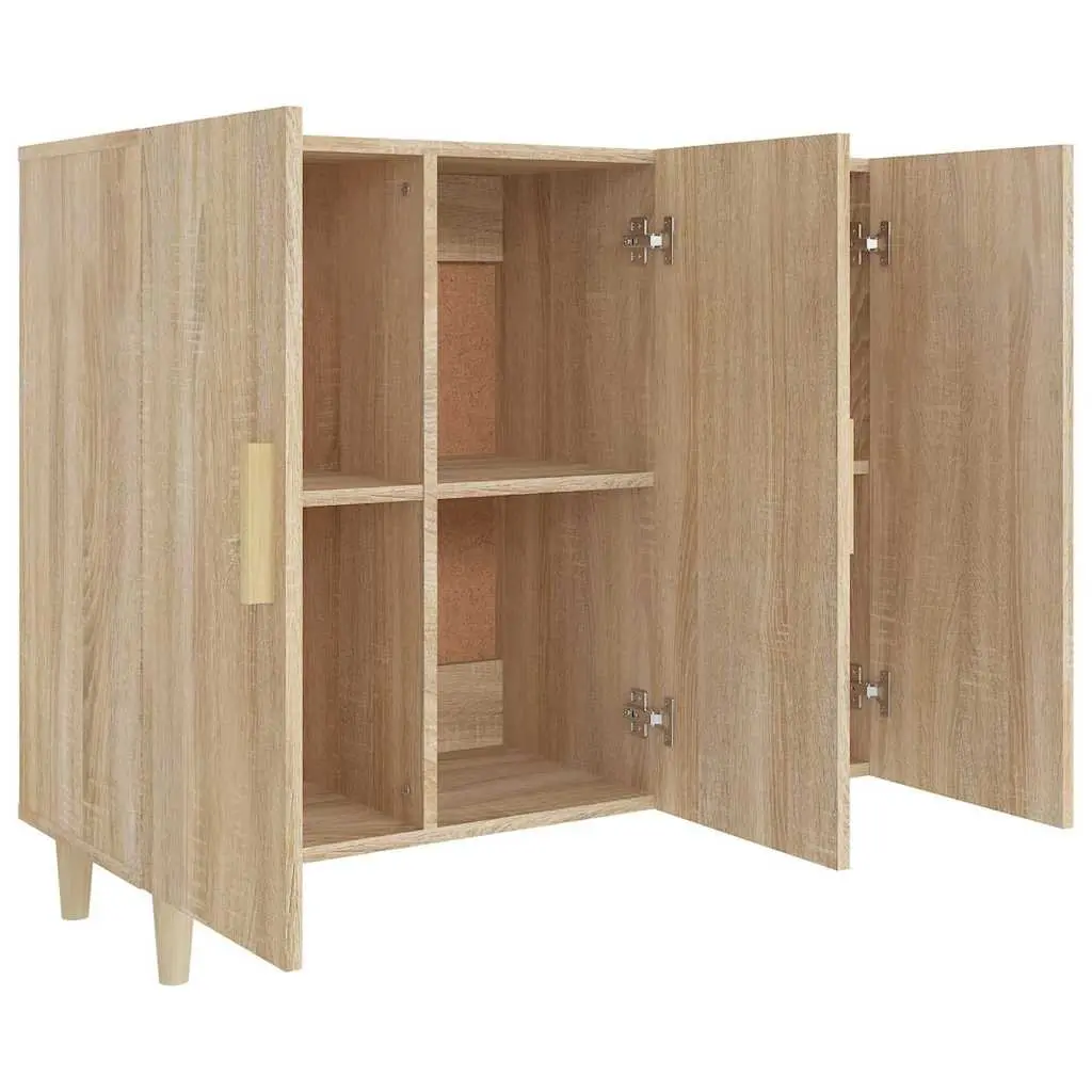 Sideboard Storage Cabinet Brown 90x34x80 cm 3-Door Buffet Furniture