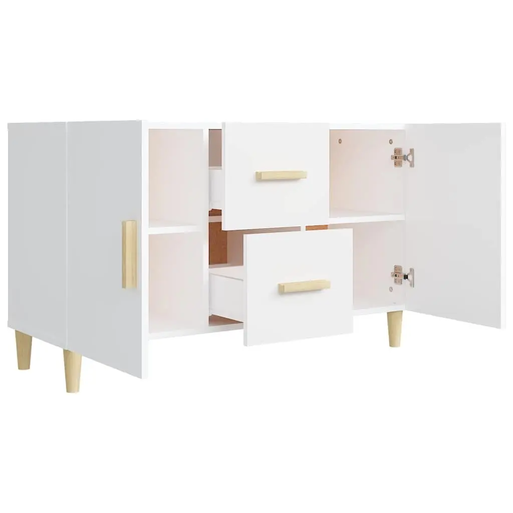 Sideboard White Engineered Wood 100x36x60cm Storage Cabinet 2 Doors 2 Drawers