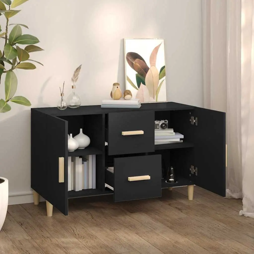 Sideboard Black Storage Cabinet Engineered Wood 100x36x60 cm