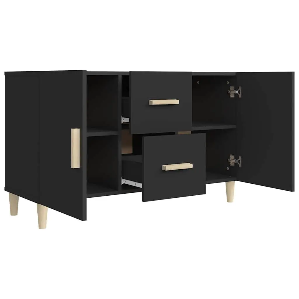 Sideboard Black Storage Cabinet Engineered Wood 100x36x60 cm