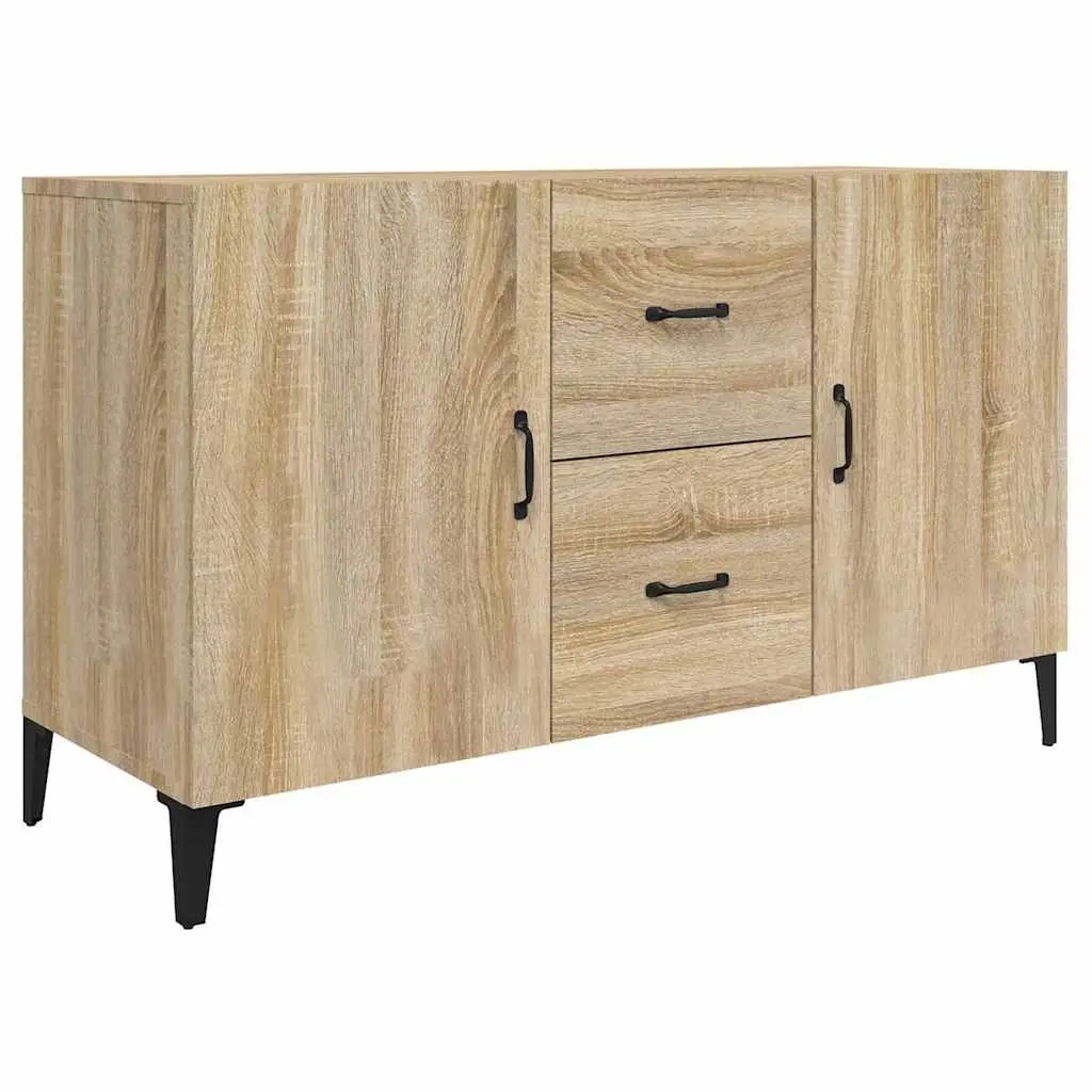 Sideboard Brown Engineered Wood Storage Cabinet 2 Doors 2 Drawers Buffet
