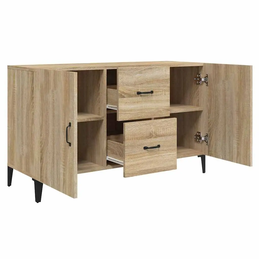Sideboard Brown Engineered Wood Storage Cabinet 2 Doors 2 Drawers Buffet
