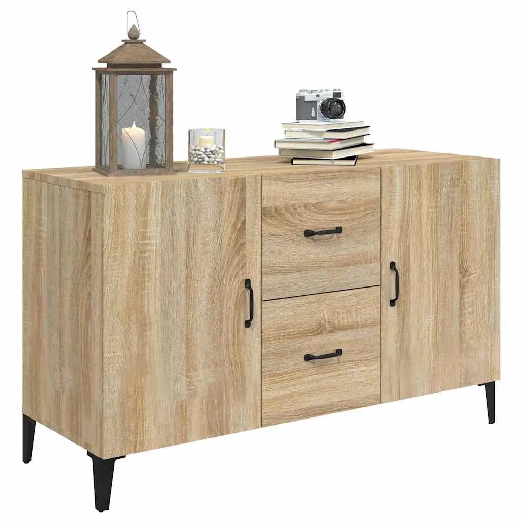Sideboard Brown Engineered Wood Storage Cabinet 2 Doors 2 Drawers Buffet