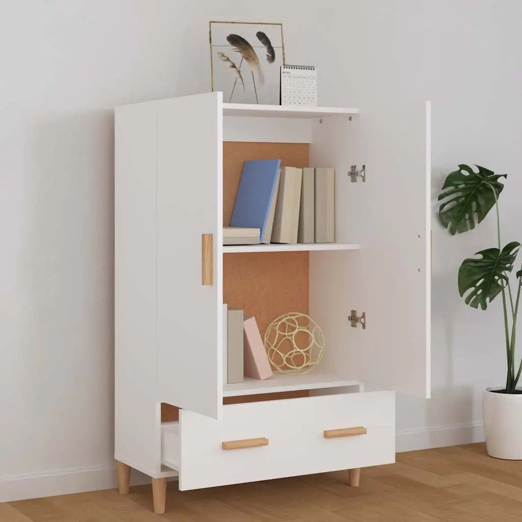 Highboard Storage Cabinet White Engineered Wood 70x31x115 cm
