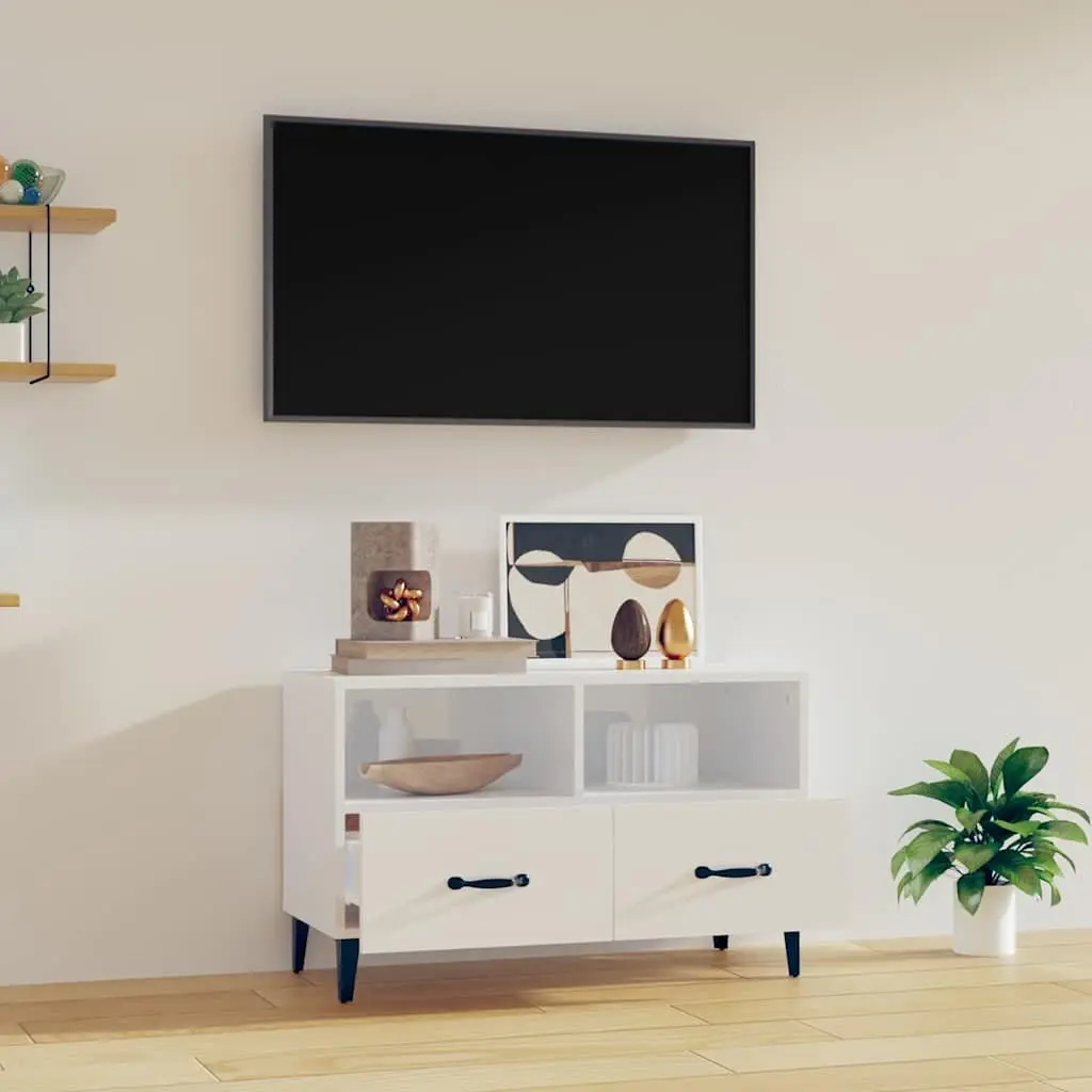TV Cabinet High Gloss White Media Unit 80 x 36 x 50 cm