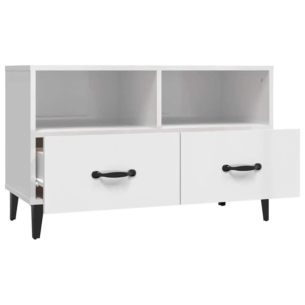 TV Cabinet High Gloss White Media Unit 80 x 36 x 50 cm