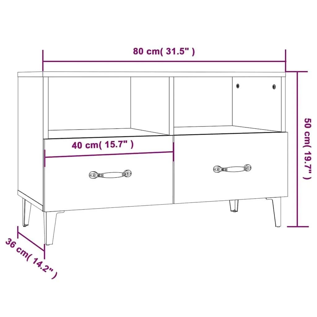 TV Cabinet High Gloss White Media Unit 80 x 36 x 50 cm