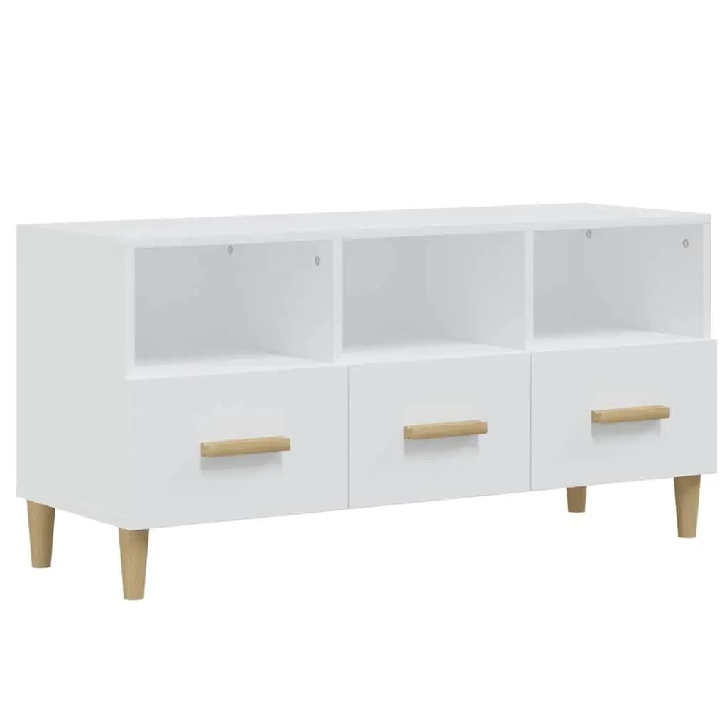 TV Cabinet Modern White Engineered Wood 102x36x50 cm