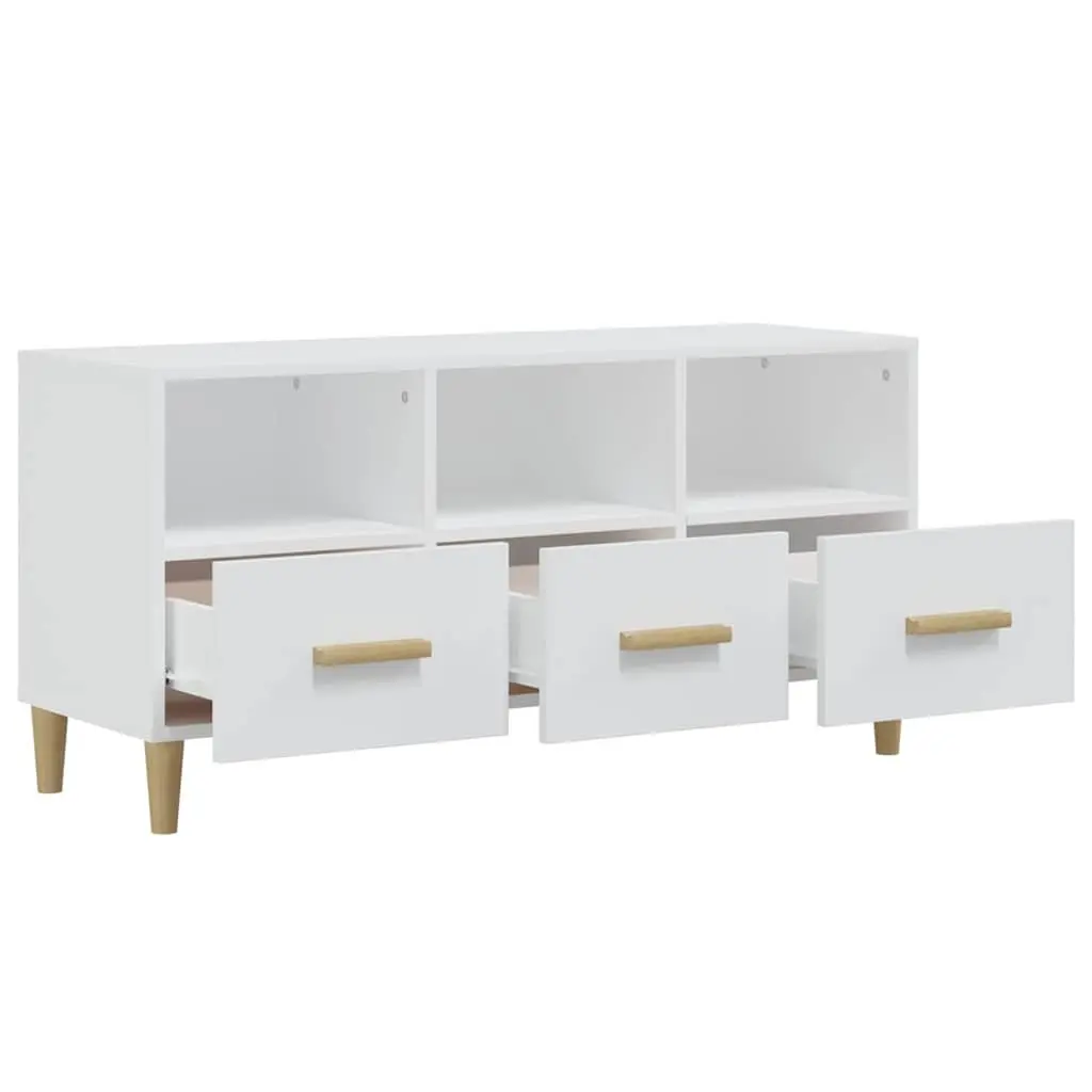 TV Cabinet Modern White Engineered Wood 102x36x50 cm