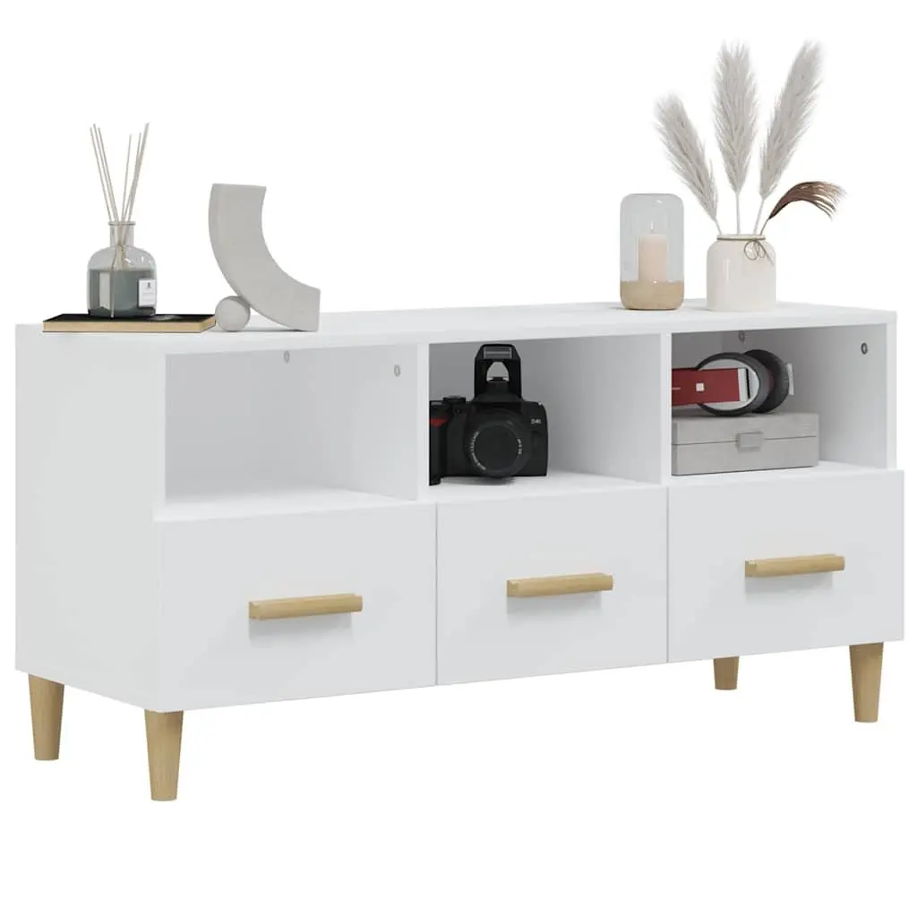 TV Cabinet Modern White Engineered Wood 102x36x50 cm