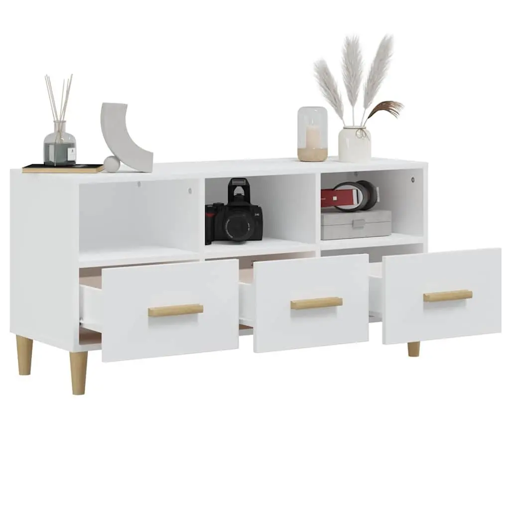 TV Cabinet Modern White Engineered Wood 102x36x50 cm