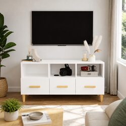 Friendly Modern White TV Cabinet for Easy Organization