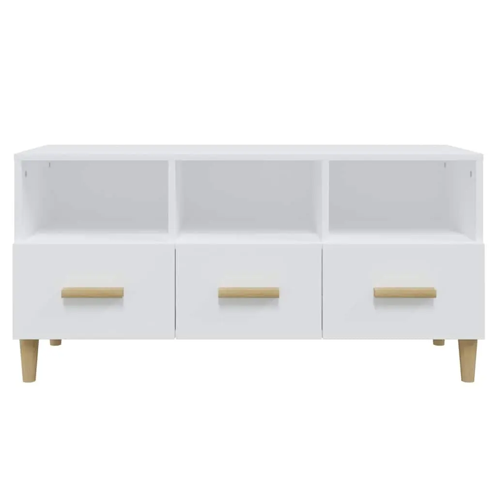 TV Cabinet Modern High Gloss White Engineered Wood 102 x 36 x 50 cm