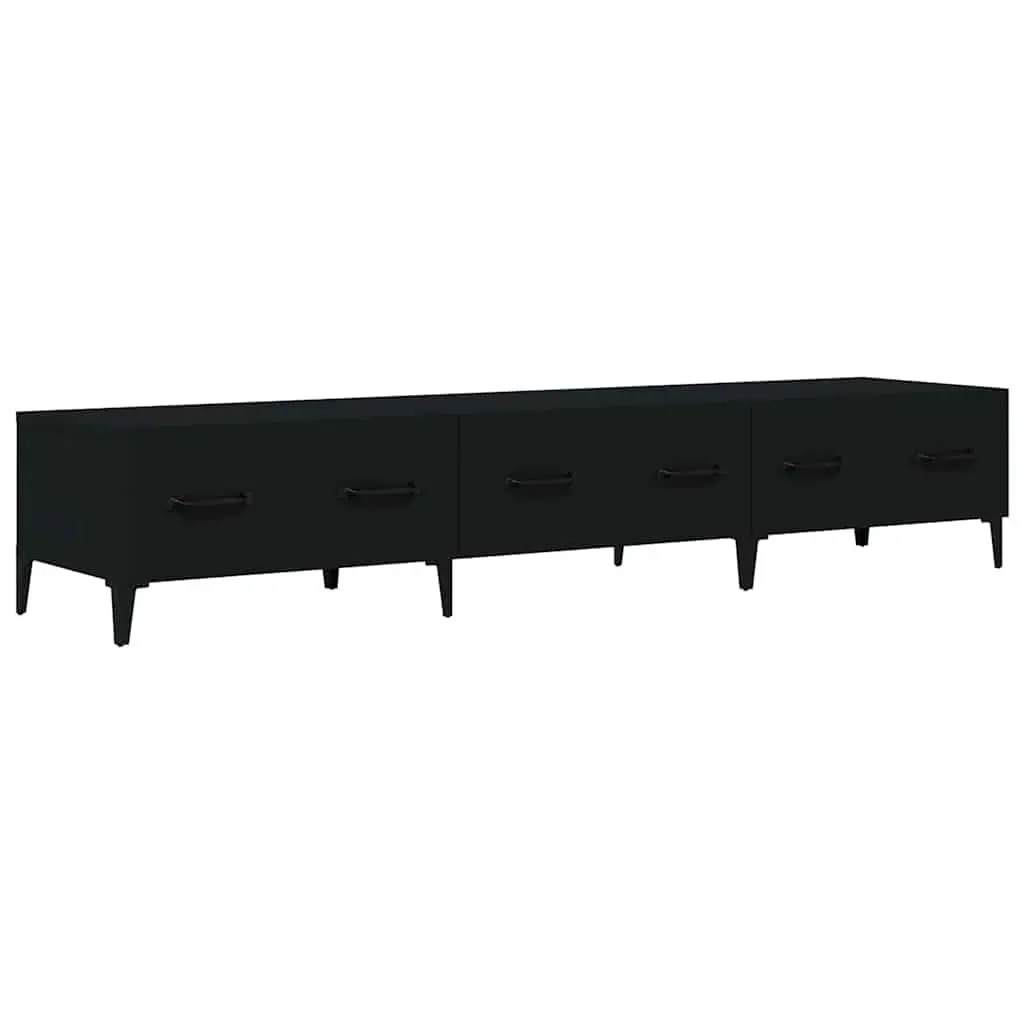 TV Cabinet Black Engineered Wood Living Room Storage Unit 150 x 34.5 x 30 cm
