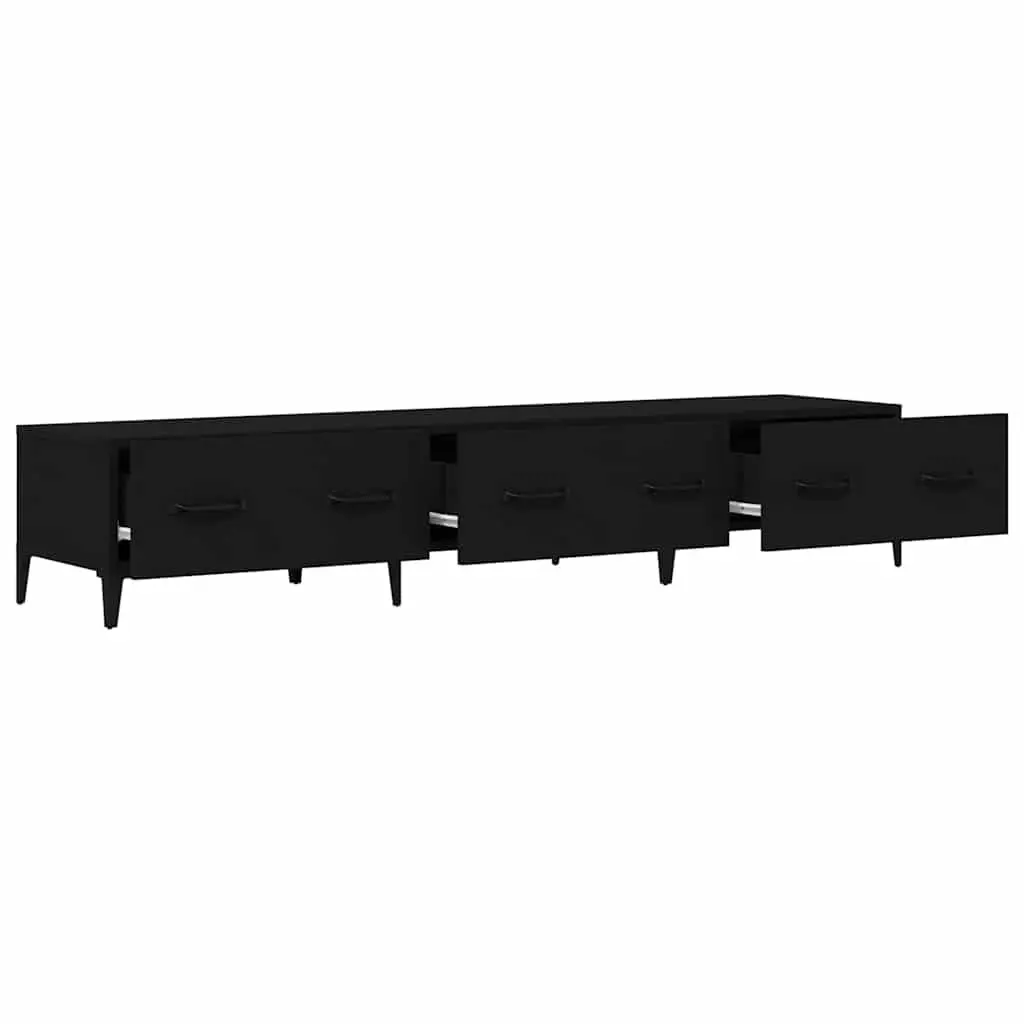 TV Cabinet Black Engineered Wood Living Room Storage Unit 150 x 34.5 x 30 cm