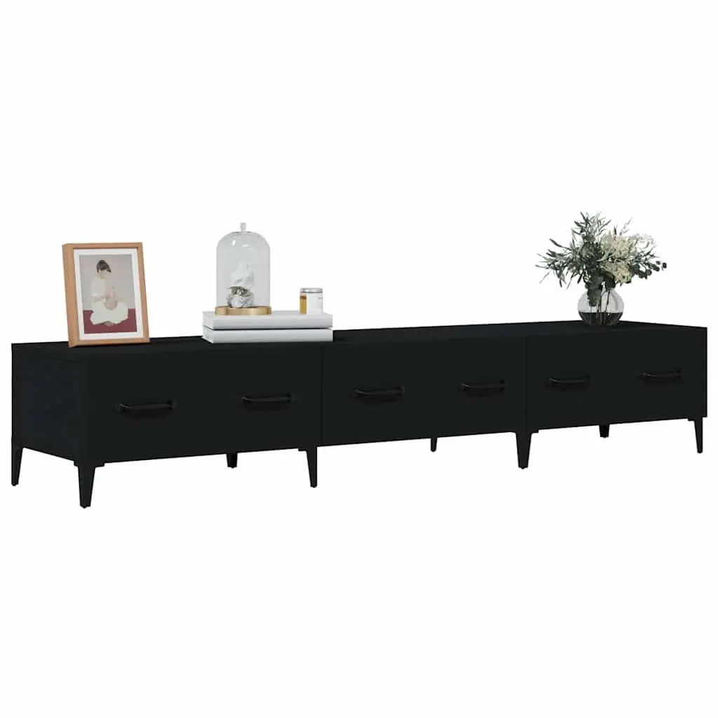 TV Cabinet Black Engineered Wood Living Room Storage Unit 150 x 34.5 x 30 cm