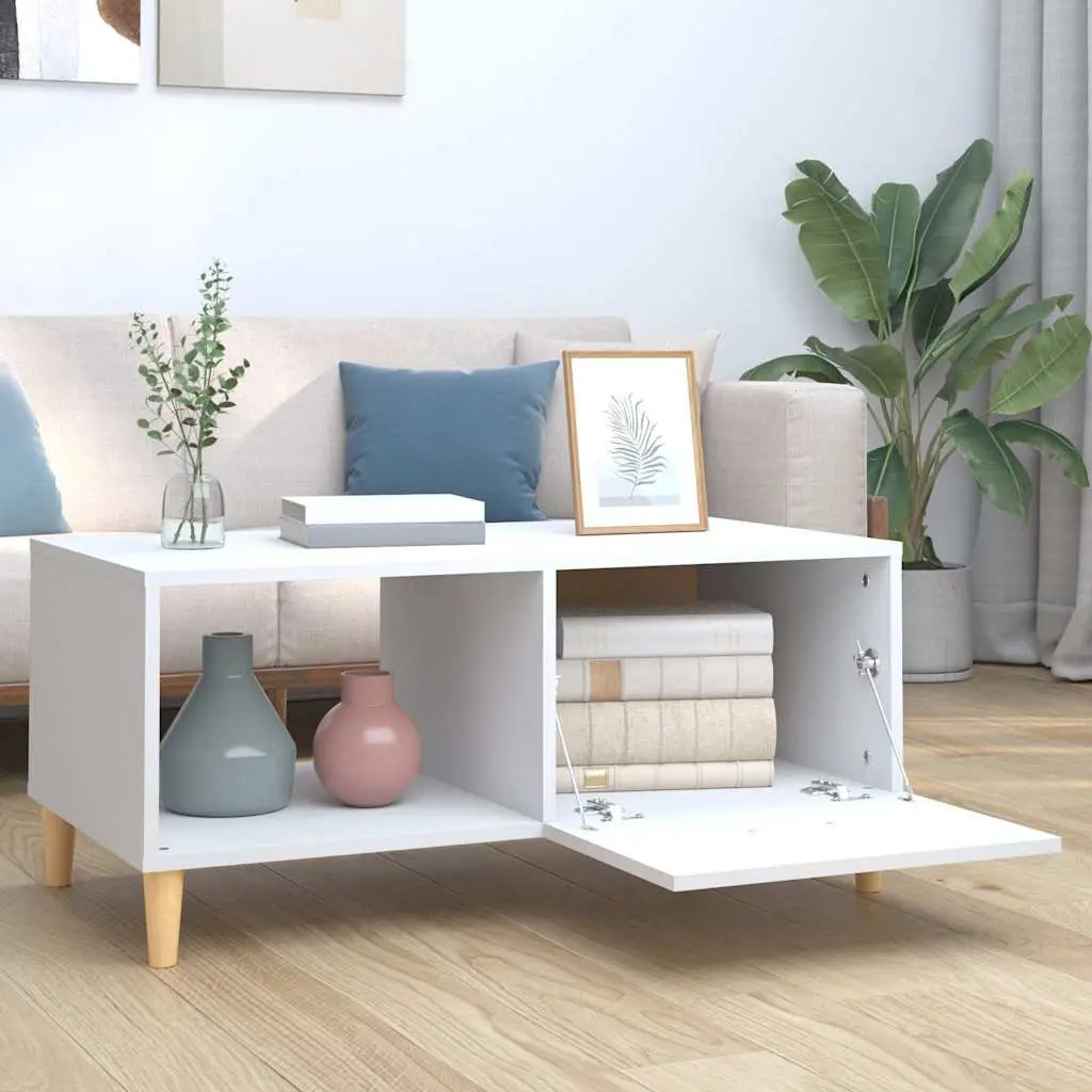Coffee Table Engineered Wood White 89.5x50x40cm Living Room Side End Table