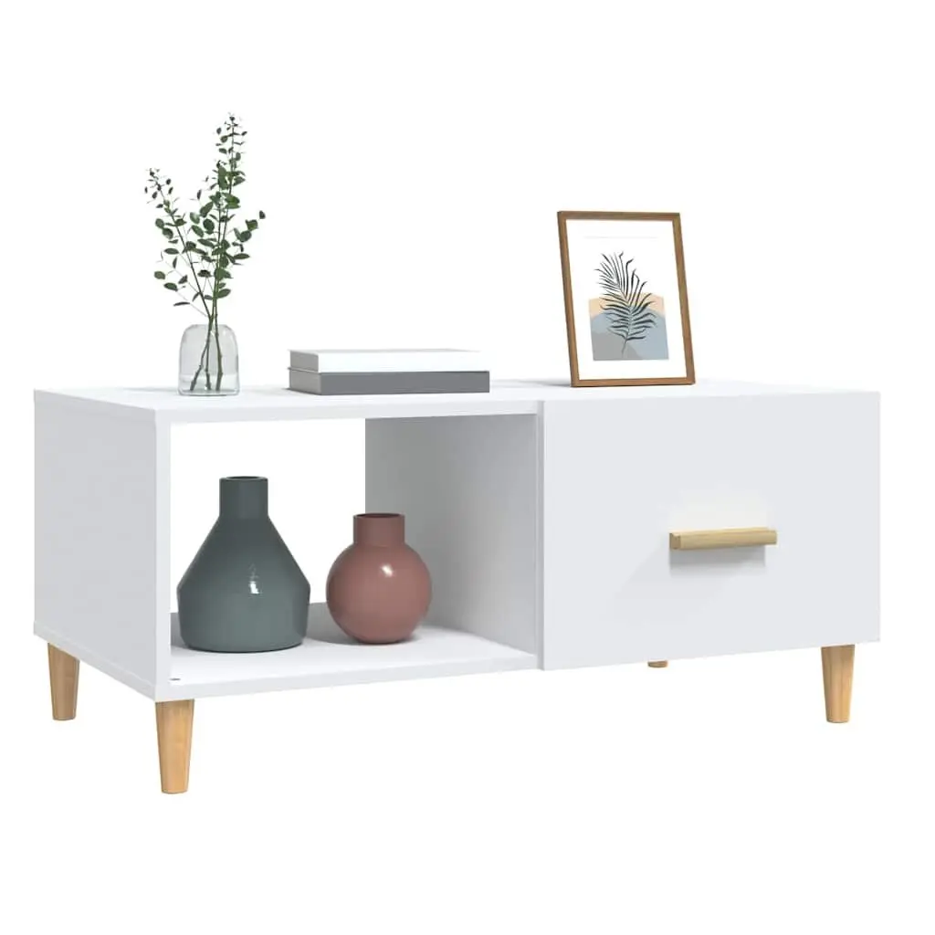 Coffee Table Engineered Wood White 89.5x50x40cm Living Room Side End Table
