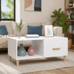 Coffee Table White High Gloss Modern Storage Compartments Living Room Furniture